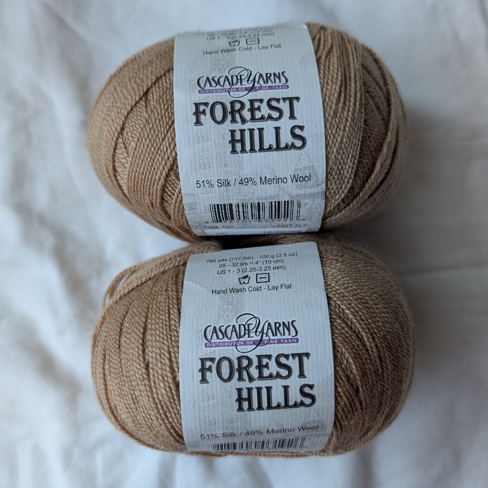 Cascade Yarns Forest Hills Tan Silk Wool Blend Lace Yarn - 2 Skeins